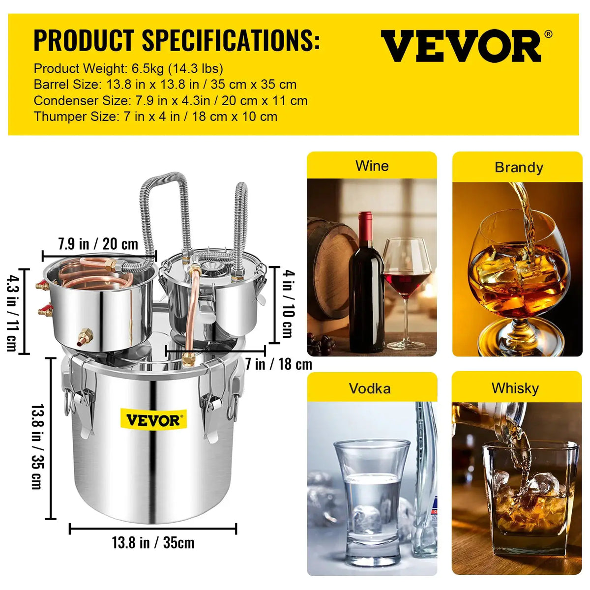 Succebuy Alcohol Brewing Distiller DIY Moonshine Apparatus — product view 8