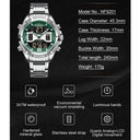 NAVIFORCE Digital Stainless Steel Sports Watch Waterproof Multifunction