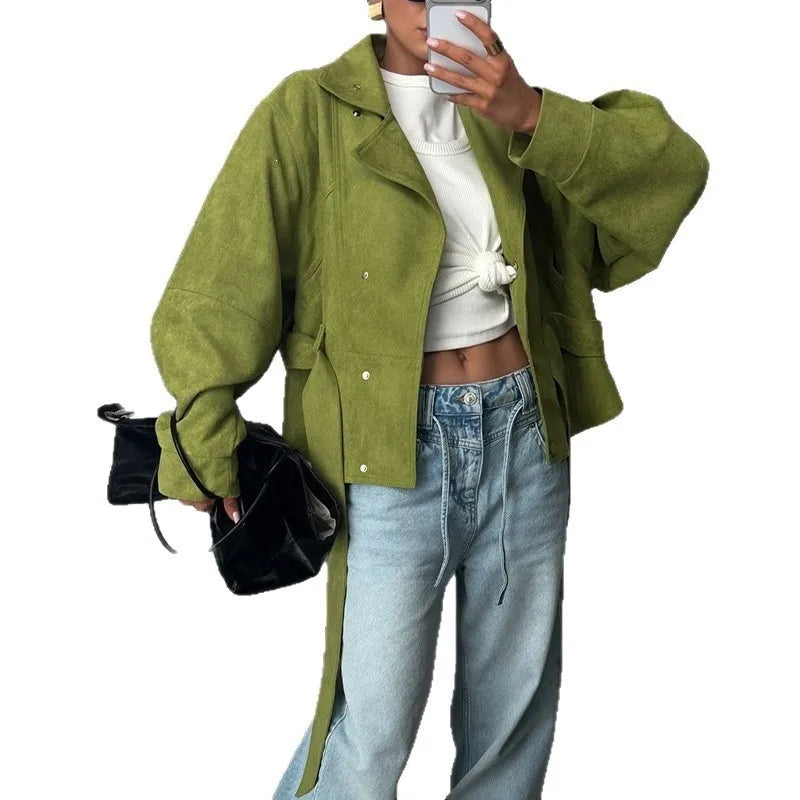 Stand Collar Tie Spring Coat