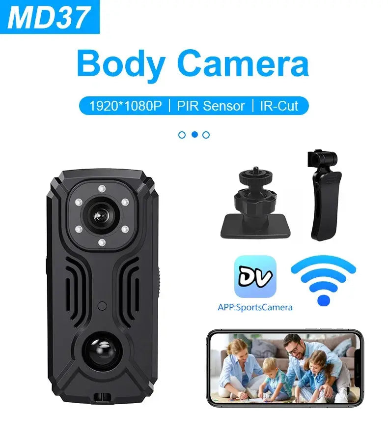 MD31 Mini PIR Video Body Camera Back Clip Photography DV Smart Camera HD 1080P Recorder Motion Activated Small For Car Nanny Cam by stepyours.com