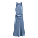 Satin Sleeveless Midi Dress for Women Summer 2026 Evening Party