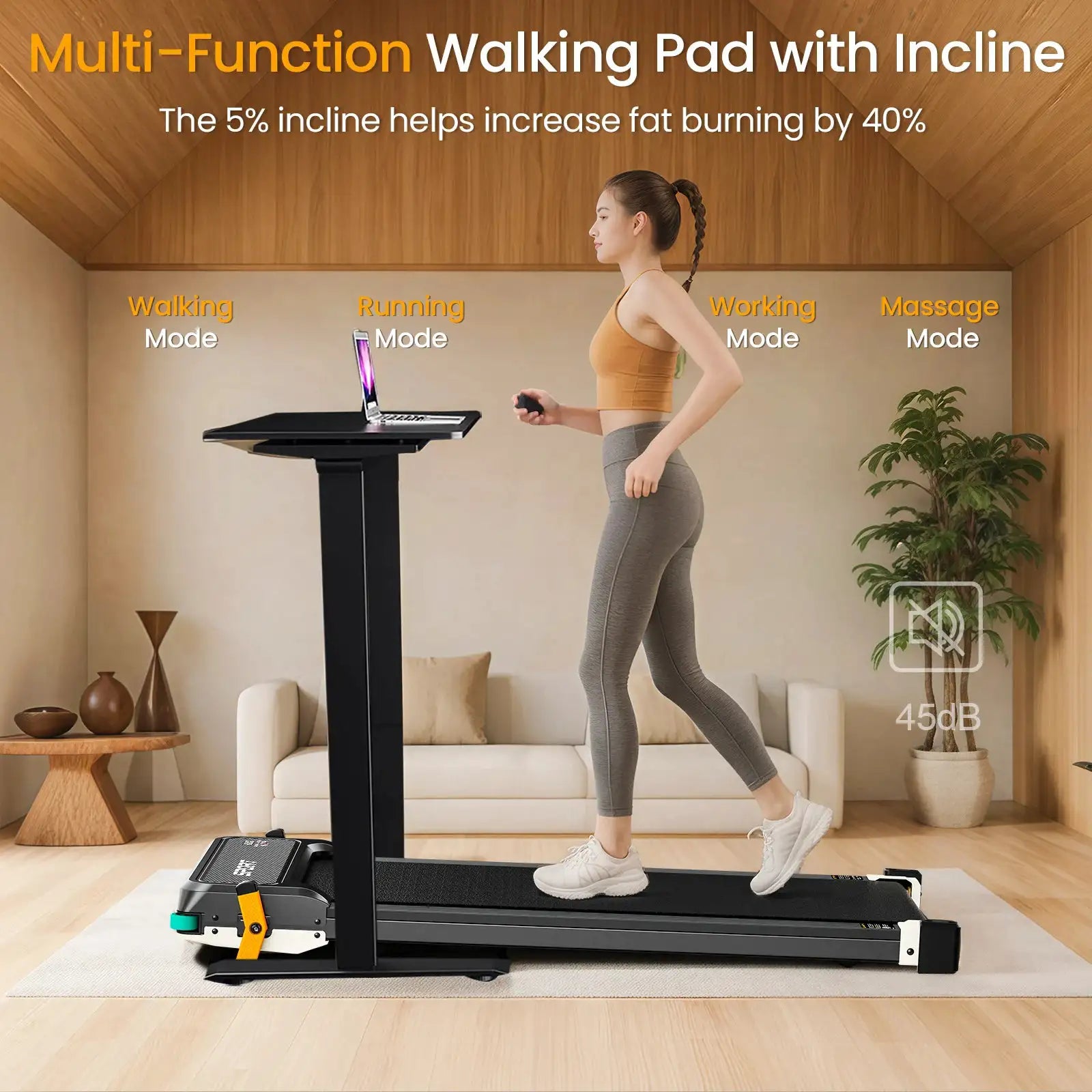 AKLUER Walking Pad with Incline - Dual-Sided 2 in 1 Under Desk Treadmill with Shiatsu Foot Massager, 330LBs Walking Pad Treadmills for Home and Office, LED Display and Remote Control