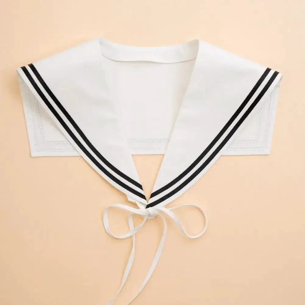 Striped Sailor Fake Collars Scarf Detachable Cotton Top Fake Collar Necklaces Black White Laced False Tie Neckwear