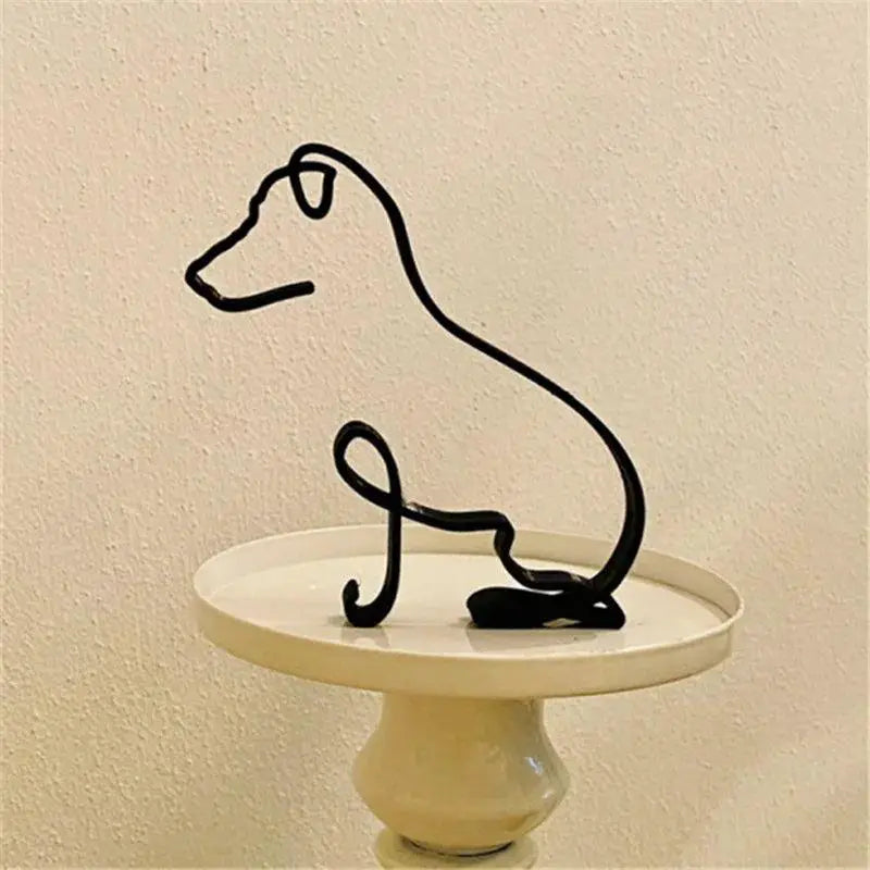 Metal Dog Art Sculpture for Modern Home Office Decor Gift