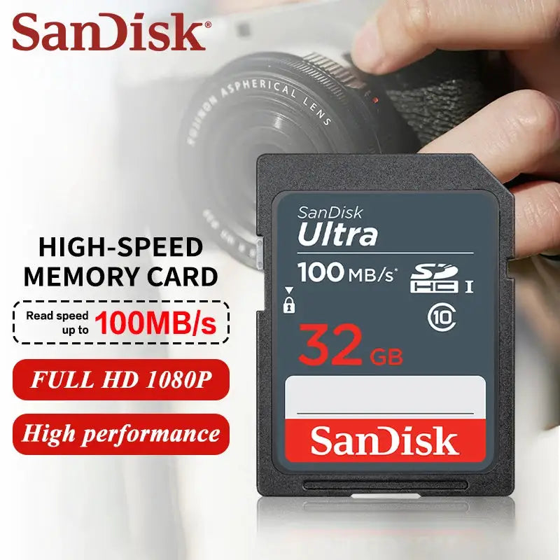 SanDisk Ultra SDHC Memory Card 16GB 32GB SDXC UHS-I Card 64GB 128GB 256GB Max 100M/s SD Card for Camera 100% Original