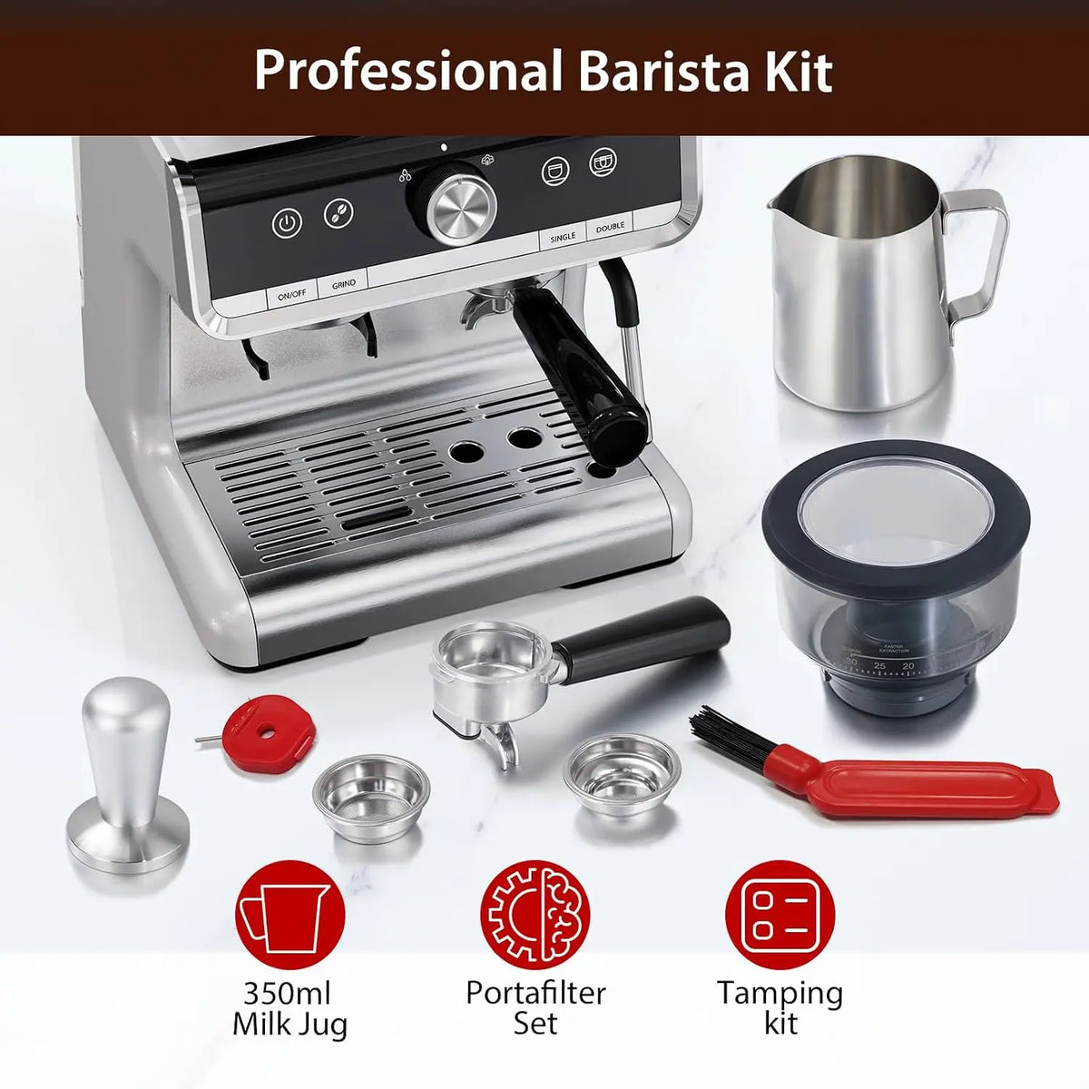 Espresso Machine with Conical Burr Grinder PID Temperature — product view 7