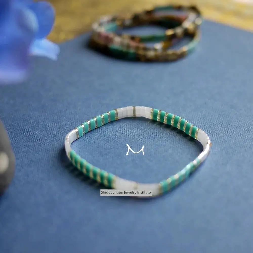 Colorful Miyuki Tila Bead Bracelet Imitating Stone