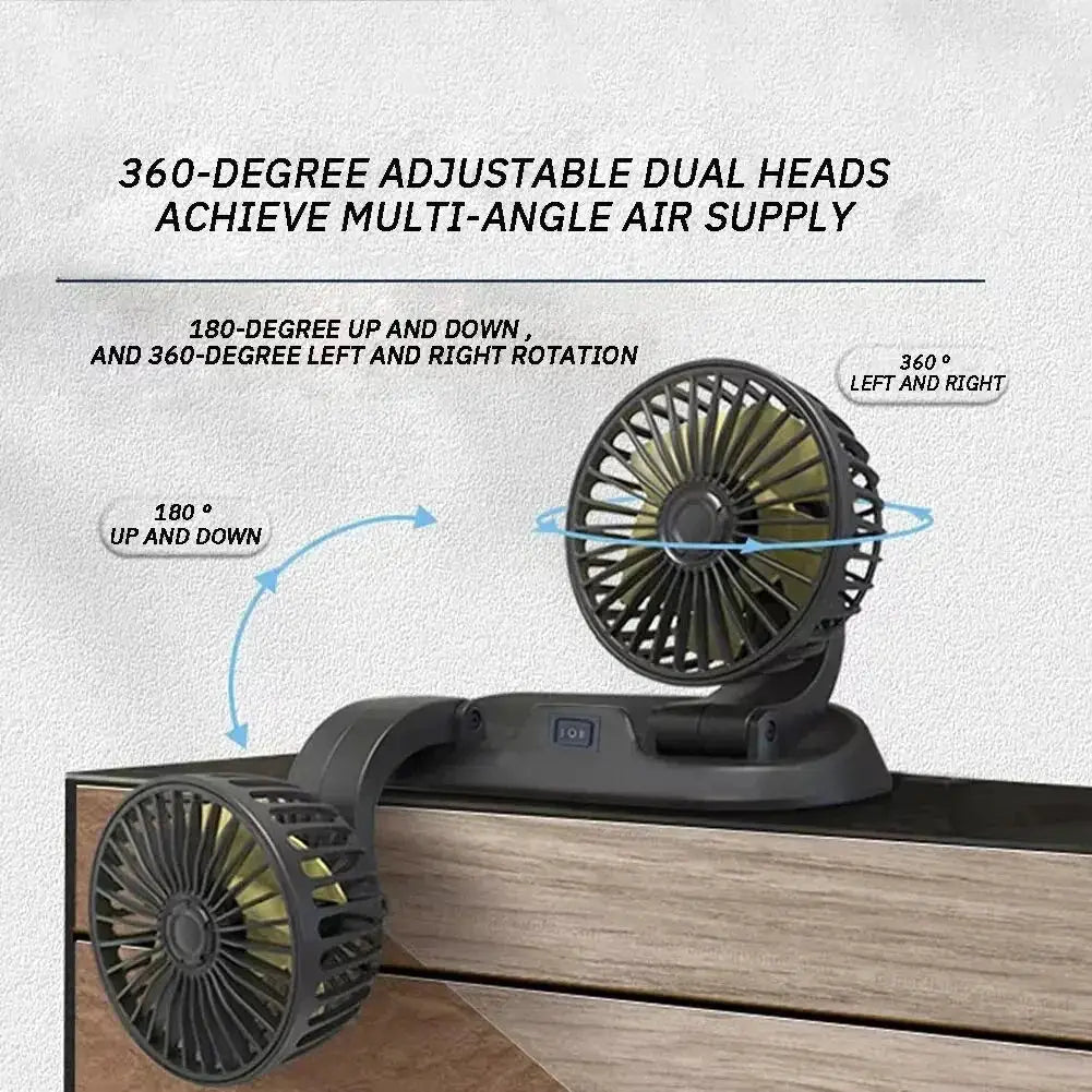 Dual Head USB Car Fan Adjustable Cooling - OurLum.com