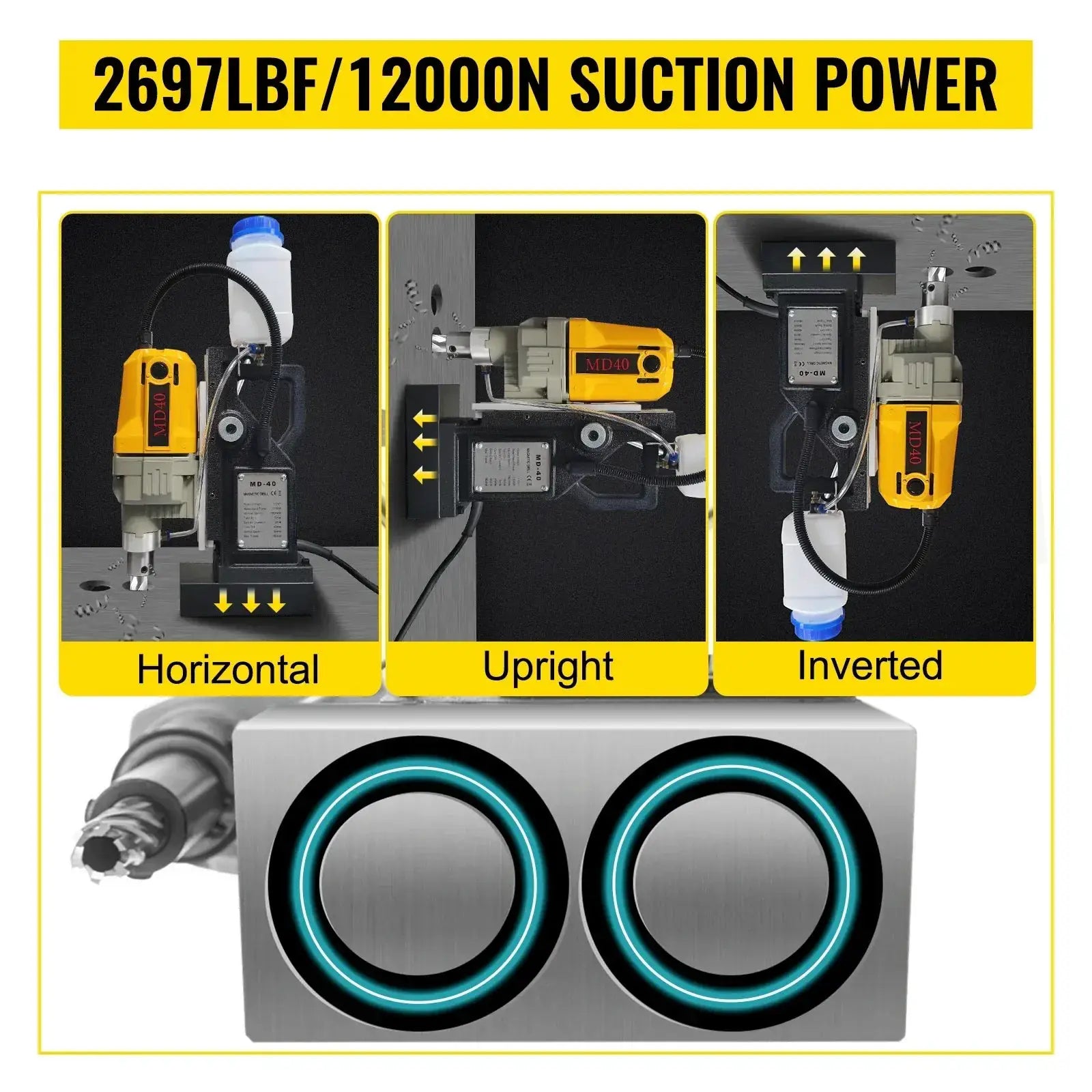 VEVOR 1100W Magnetic Drill Press 7 To 12 Bits 40mm Machine