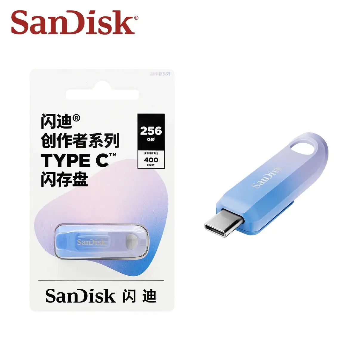 SanDisk Creator USB 3.2 Type-C Flash Drive CZ75C 256GB 512GB 1TB High Speed Pen Drive Max 400Mb/s USB-C Disk for Phone Pendrive