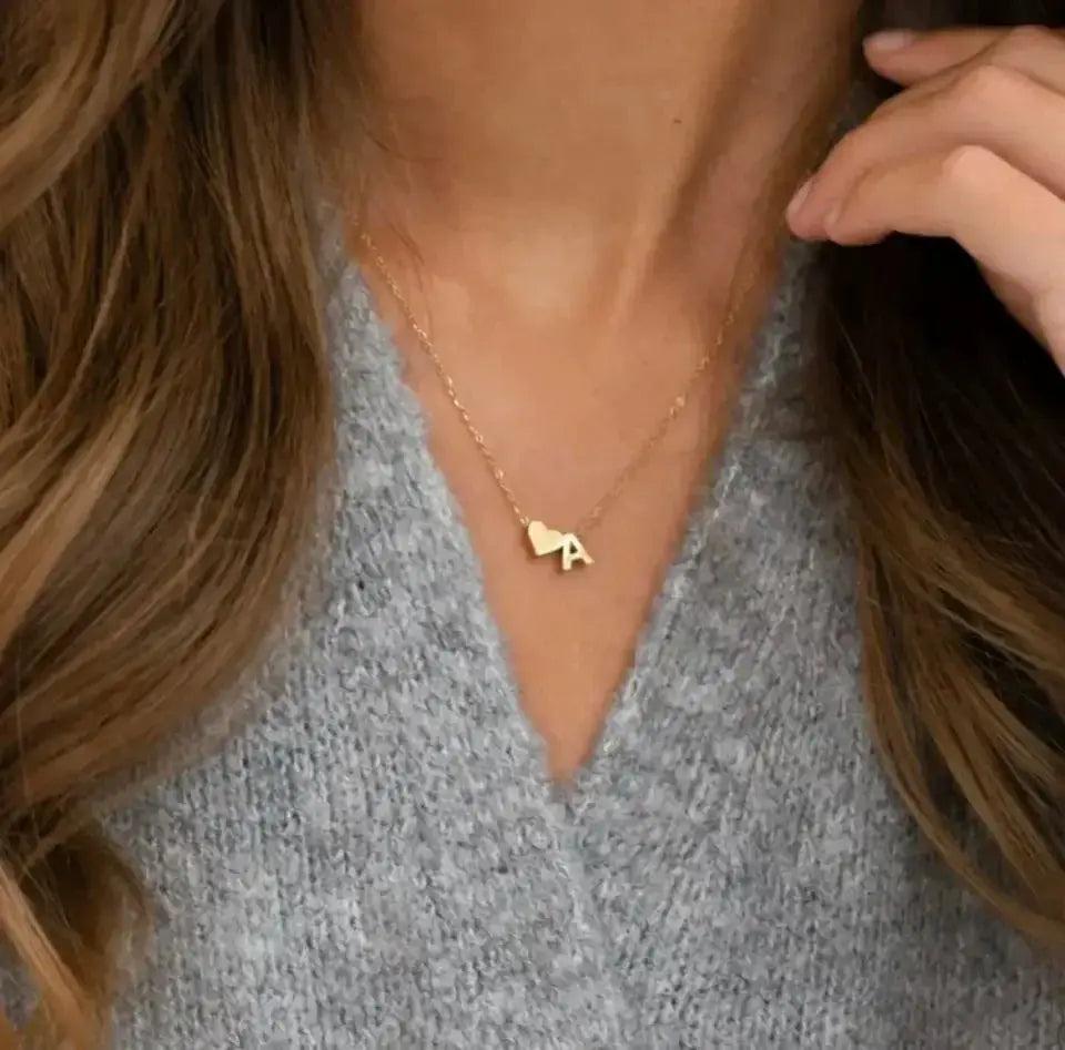 Emanco 6mm Heart Dainty Initial DIY Necklace Gold Color
