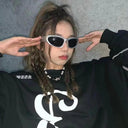 Trendy Unisex Oval Punk Sunglasses for Y2K Fashion Style