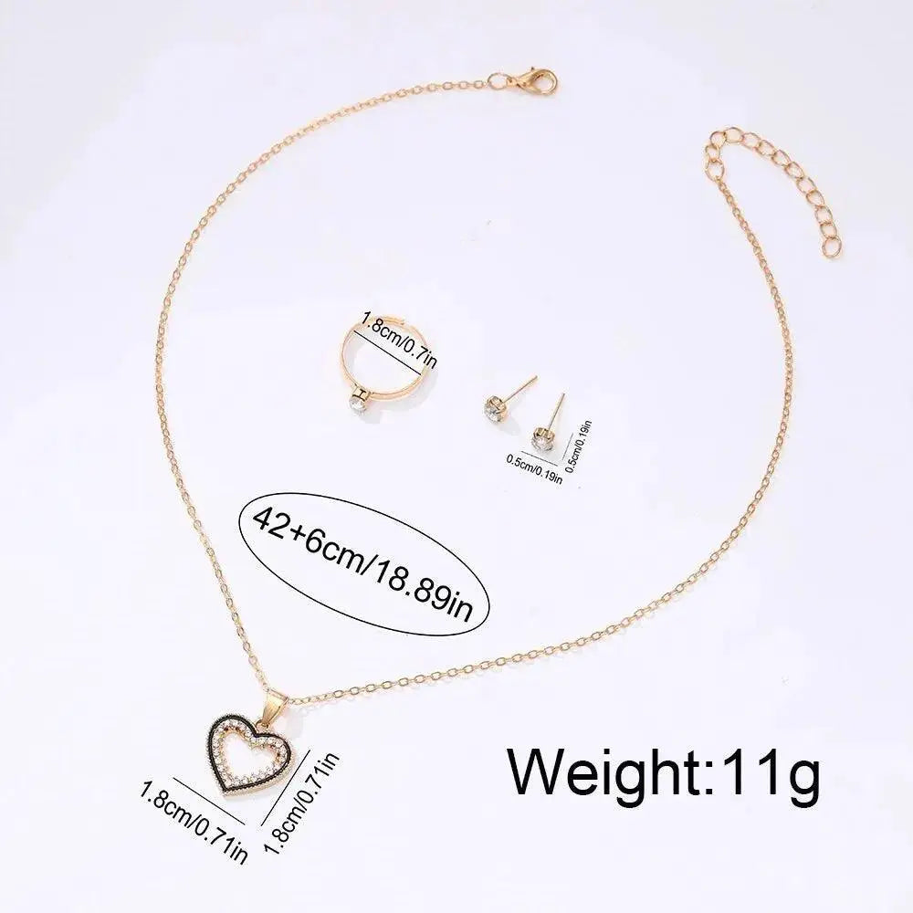 Heart Jewelry Set And Luxury Watch Rhinestone Accessories