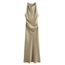 Satin Sleeveless Midi Dress for Women Summer 2026 Evening Party