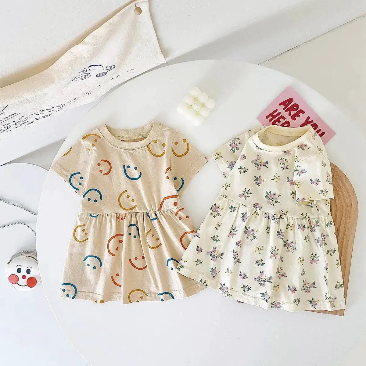 Sanlutoz Baby Girl Cotton Summer Dress Hand Painted O Neck