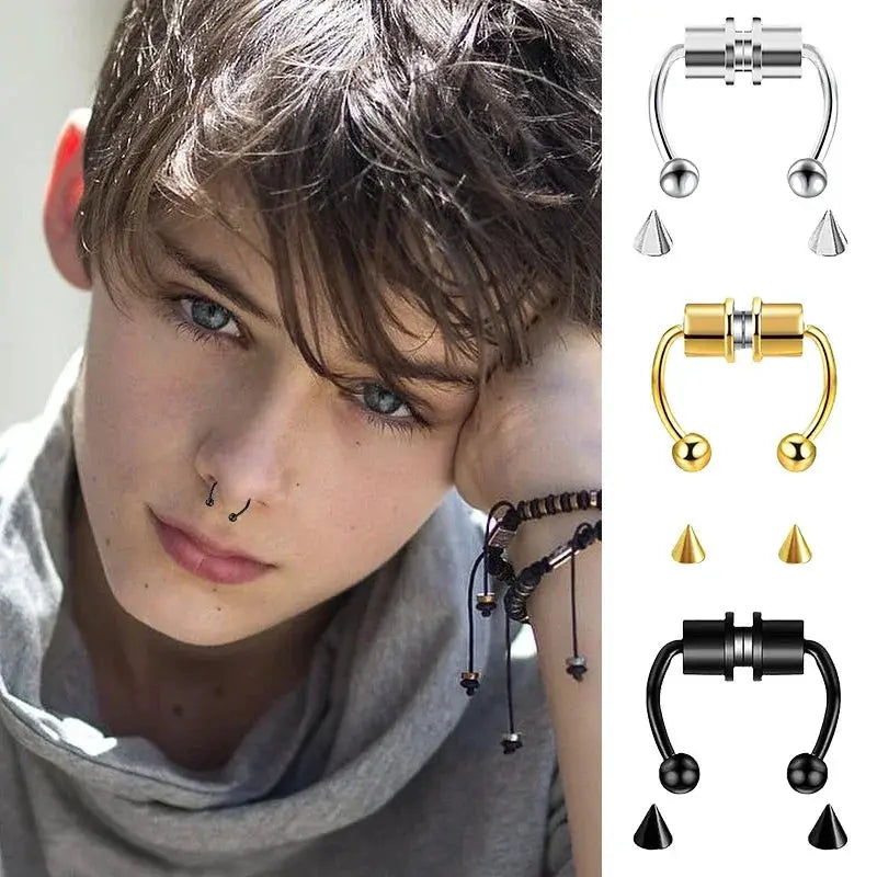 Women Fake Nose Ring Hoop Septum Non Piercing Clip