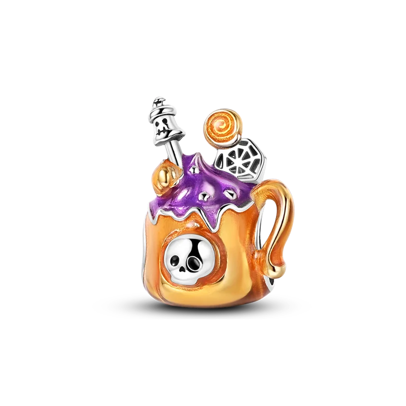 Halloween Skull Charm Bead Sterling