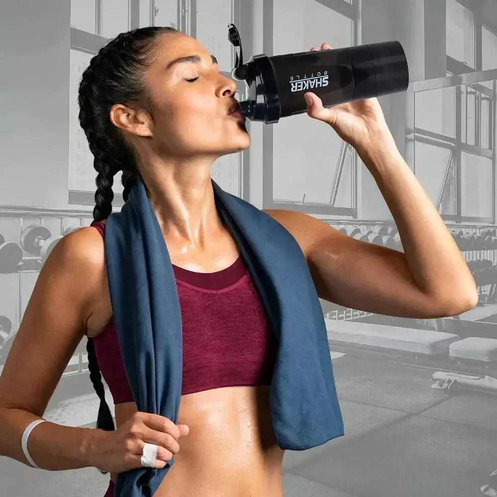 3 Layer Shaker Protein Bottle For Bodybuilding Mixing Cup