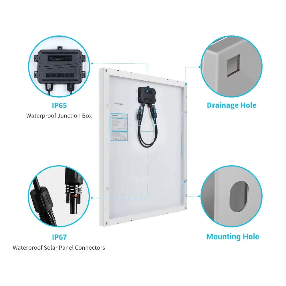 Renogy Solar Panel 50 Watt 12 Volt, High-Efficiency 50W Solar Panel Monocrystalline PV Module Power Charger for RV Marine