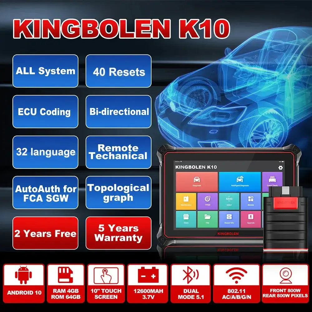 Kingbolen K10 Car Diagnostic Tool ECU Coding Active Test