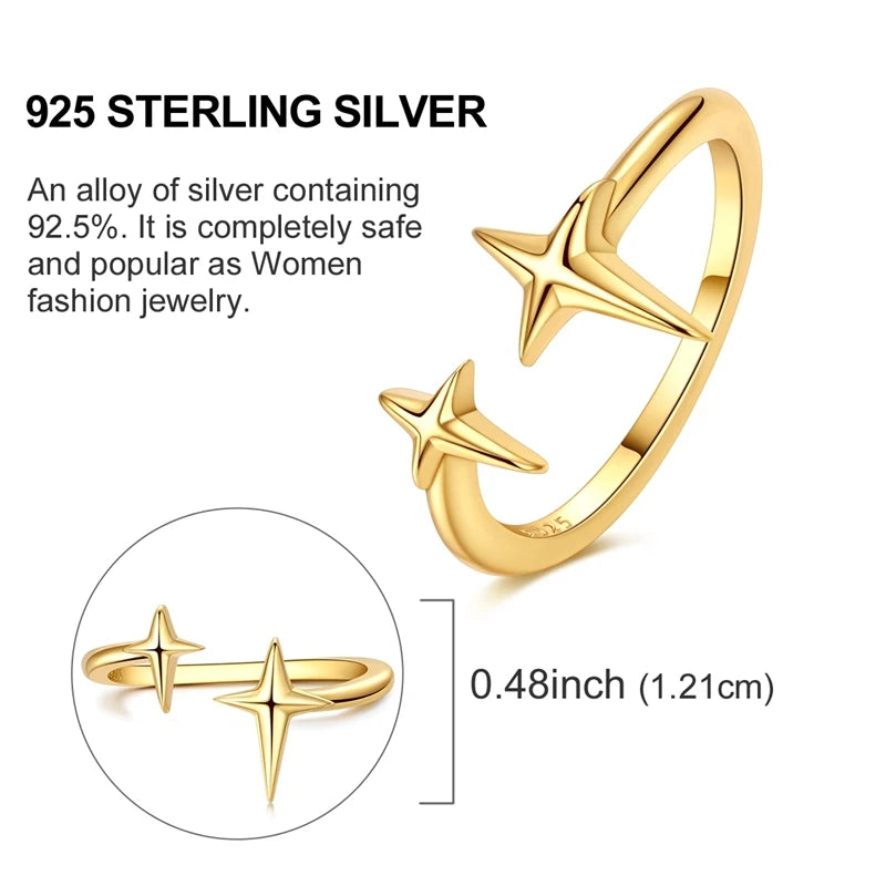 Ring Sterling Silver Sparkling Gold