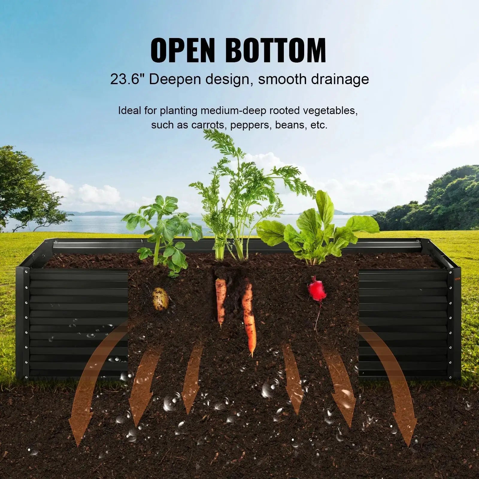VEVOR Raised Garden Bed Kit Large Metal Planter Box Outdoor