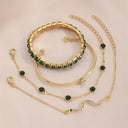 Fashion Snake Green Gemstone Bangle Bracelet for Women