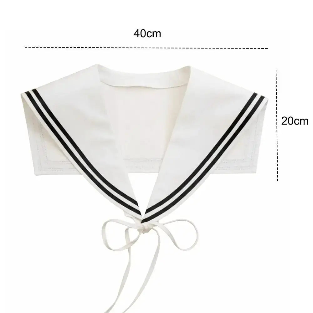 Striped Sailor Fake Collars Scarf Detachable Cotton Top Fake Collar Necklaces Black White Laced False Tie Neckwear