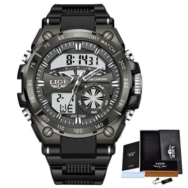 Mens Dual Display Chronograph Sport Watch Luxury Timepiece
