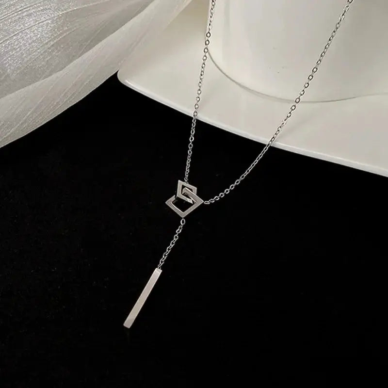Fashion Light Luxury Square Necklace European American Style