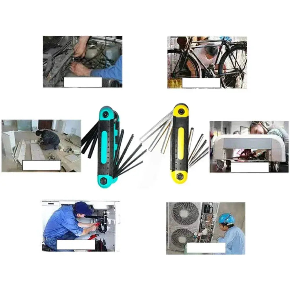 8 In 1 Folding Hex Wrench Set Metal Metric Allen Wrench