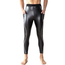 Men Fashion White Splicing Leather Pants Waist Trainer Sale