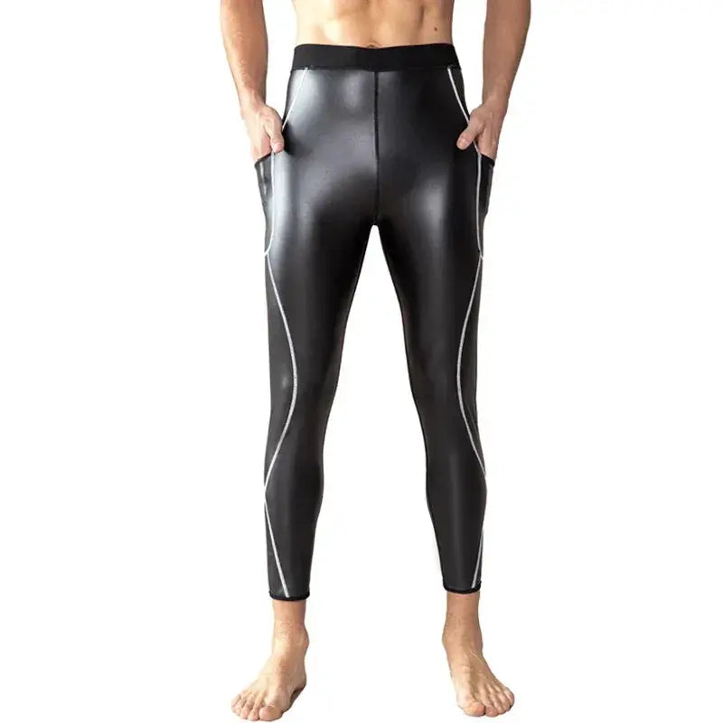 Mens White Splicing Leather Pants With Waist Trainer Sale