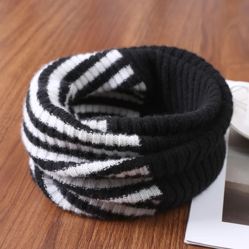 Striped Knit Winter Scarf