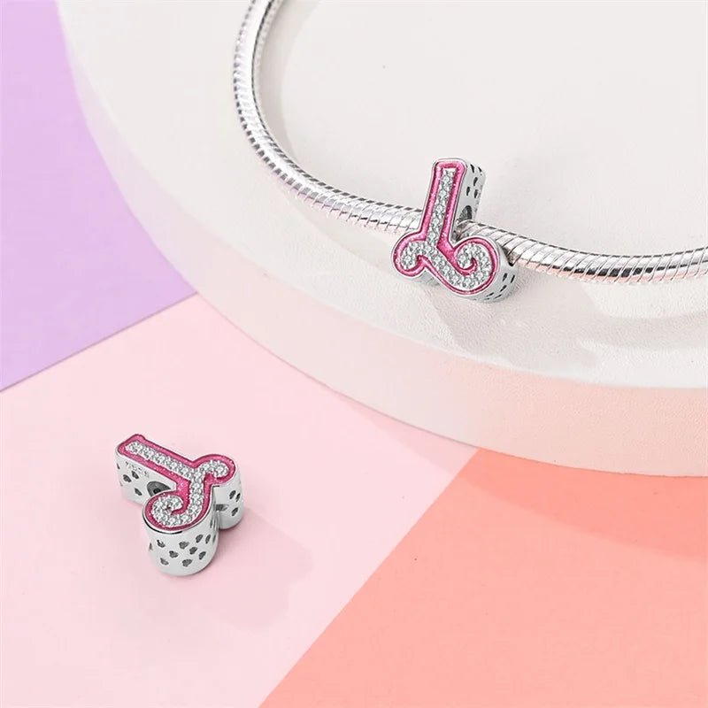 Sterling Silver Romantic Pink Letters