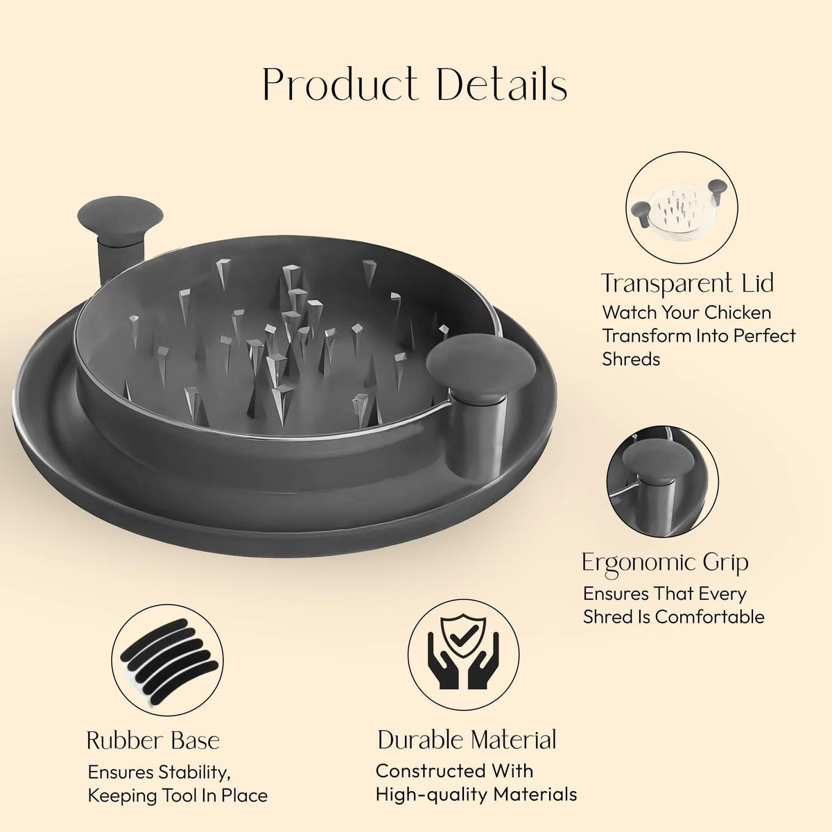 Chicken Shredder Non-Slip Meat Grinders For Pork Beef Cooked — product view 8