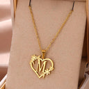 Golden Floral Heart Choker Necklace - Alphabet Jewelry