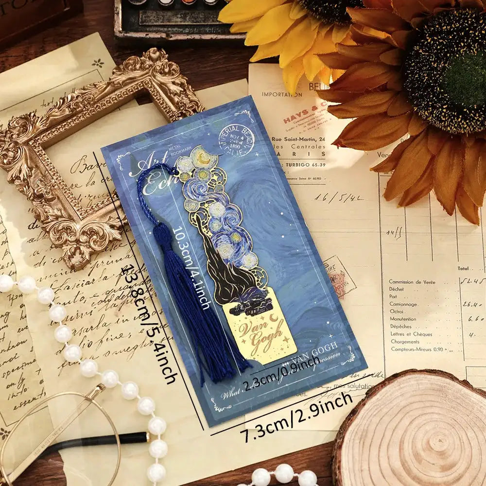 Retro-Style Painted Metal Bookmark, Floral Openwork Design, With Long Tassels, Suitable For Office Supplies, Students, And Readi
