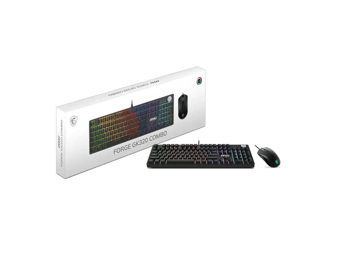MSI Forge GK320 Combo RED US - Gaming RGB Keyboard & Mouse Set, Full Keys Anti-Ghosting, 12,800 DPI Optical Sensor, 13-Mode RGB, up to 12,800 DPI, Black