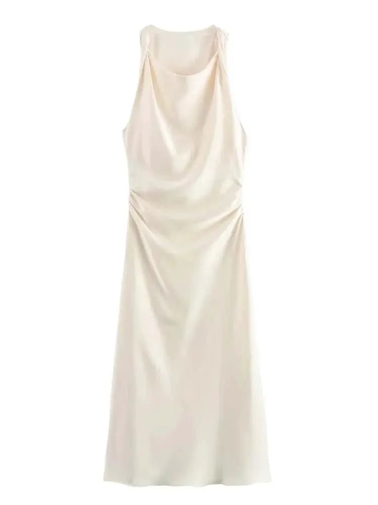 Satin Long Dresses for Women 2026 Summer Slip Midi Dress Woman Sexy Evening Party Dress Sleeveless Female Elegant Dresses