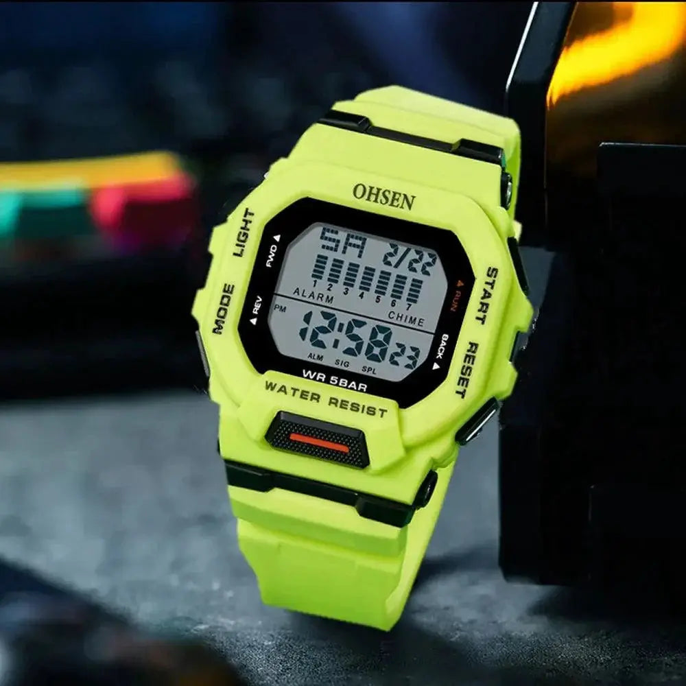 OHSEN Digital Sports Watch Chronograph Backlit Display