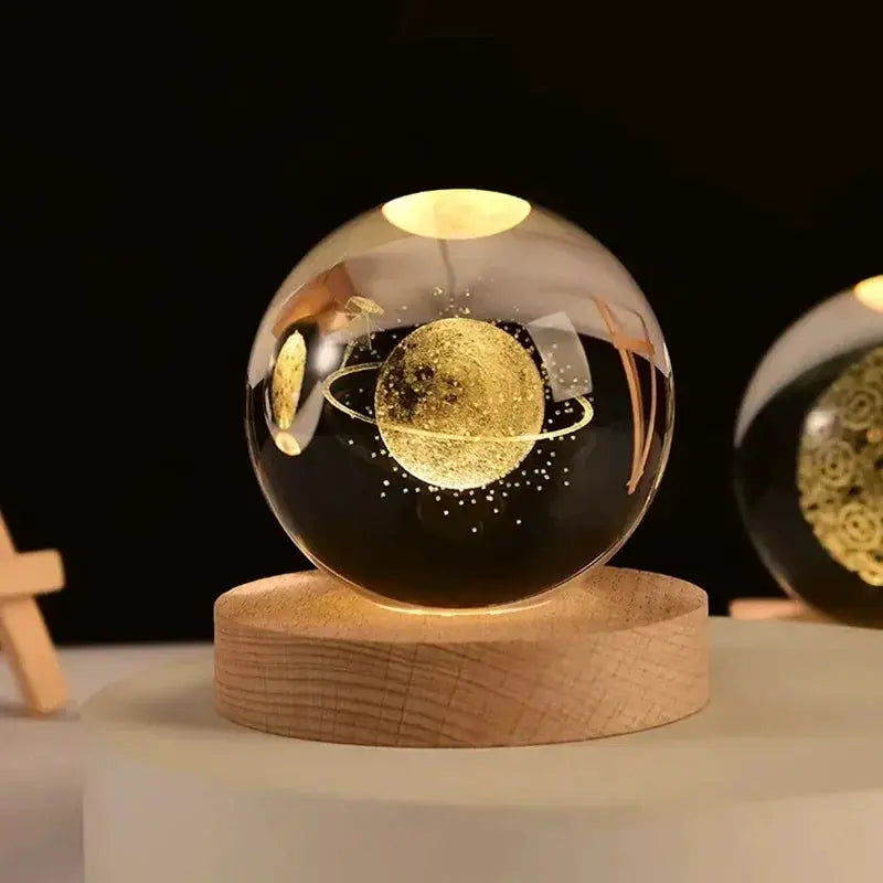 3D Crystal Planet Night Light DIY Laser Engraved Cosmos Glow