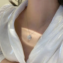 Heart Shaped Four Leaf Clover Pendant Necklace Jewelry