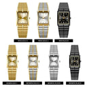 Square Stainless Steel Quartz Watch Stylish Water Resistant