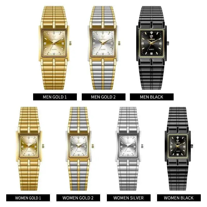 Square Stainless Steel Quartz Watch Water Resistant