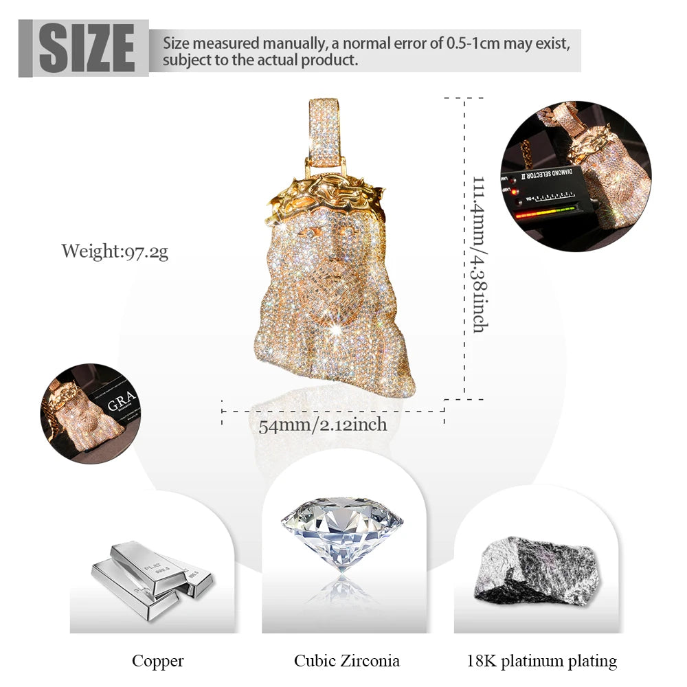 Sparkling Iced Out Jesus Head