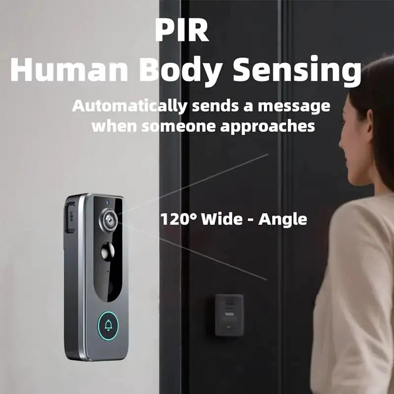 Tuya Doorbell with Solar Rain Cover Camera Wireless Video Doorbell Wifi PIR Human Body Sensing Outdoor Door Bell Video Intercom