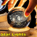 3D Galaxy Crystal Ball: LED Night Light Cosmic Moon Lamp