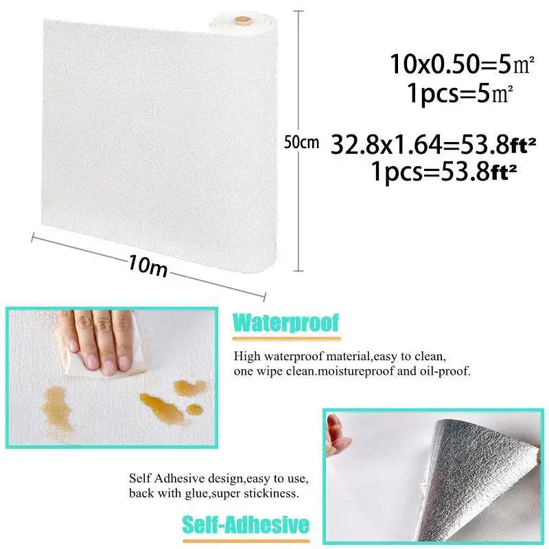 Linen Wallpaper Self Adhesive 3D Wall Stickers Waterproof
