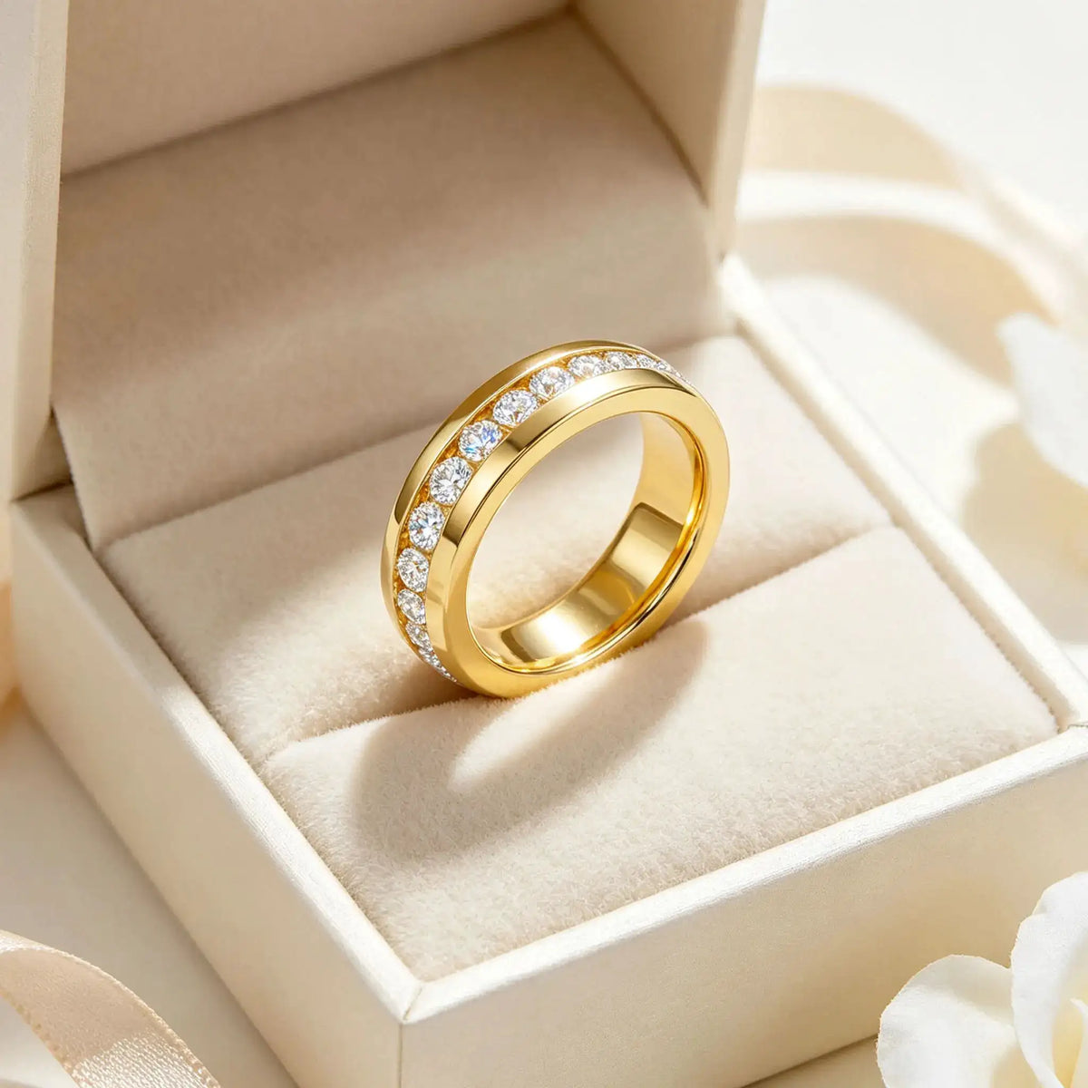 Sterling Silver Silver Moissanite Wedding Band Ring — product image 2